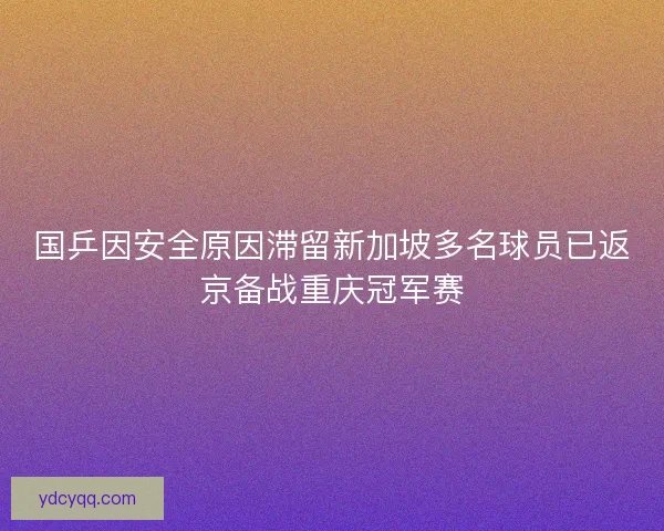 国乒因安全原因滞留新加坡多名球员已返京备战重庆冠军赛